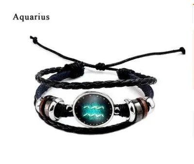 Twelve constellation glass piece couple bracelet Aquarius - Shop at LoveMi
