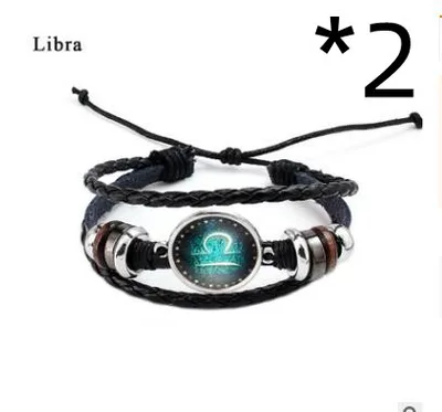 Twelve constellation glass piece couple bracelet Libra 2Pcs - Shop at LoveMi