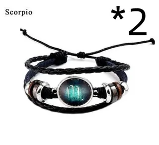Twelve constellation glass piece couple bracelet - Scorpio 2Pcs