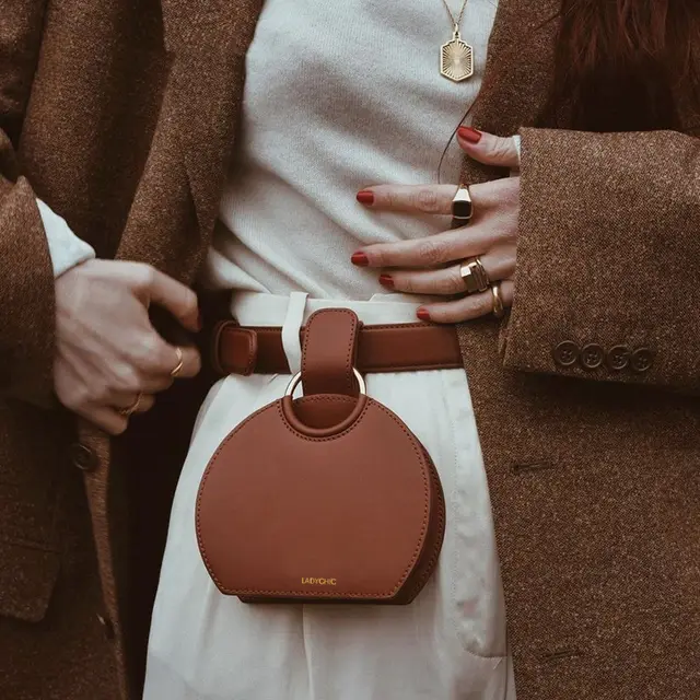 Simple half circle waist ring saddle bag Red - Shop at LoveMi
