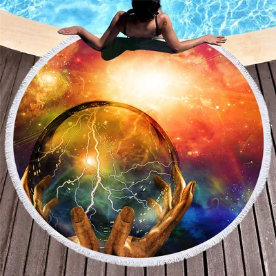 Retro round printed beach towel 1 150X150Cm - Shop at LoveMi