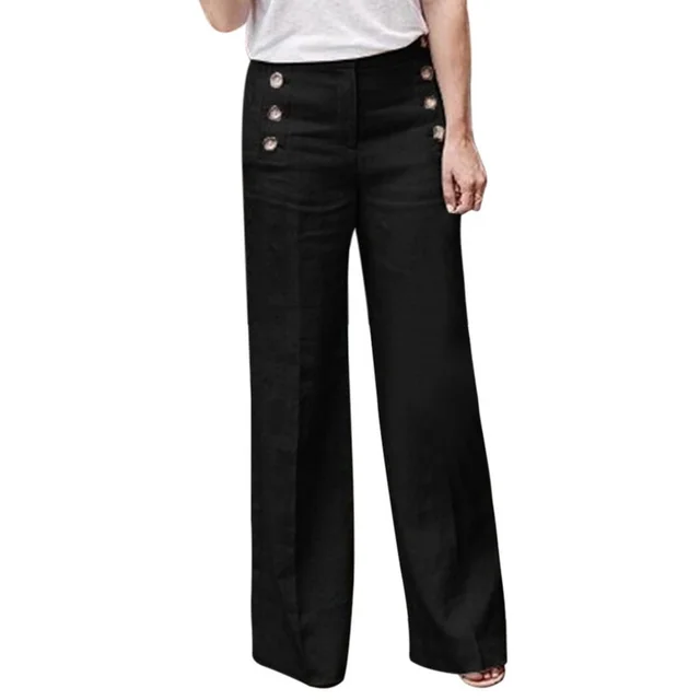 Button wide leg pants Black - Shop at LoveMi