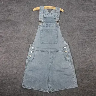 Oversized women's suspender jeans - Denim Light Blue
