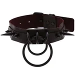 Punk Choker Rivet Buckle Spike Collar Necklace Black Mens Womens - Dark Brown