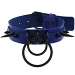 Punk Choker Rivet Buckle Spike Collar Necklace Black Mens Womens - Royal Blue