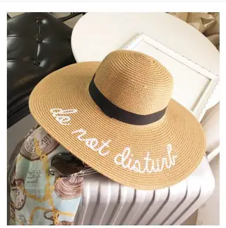 Embroidery Straw Cap - Light Coffee