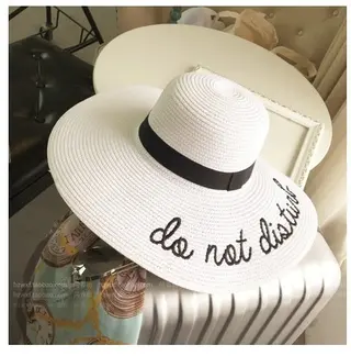 Embroidery Straw Cap - White