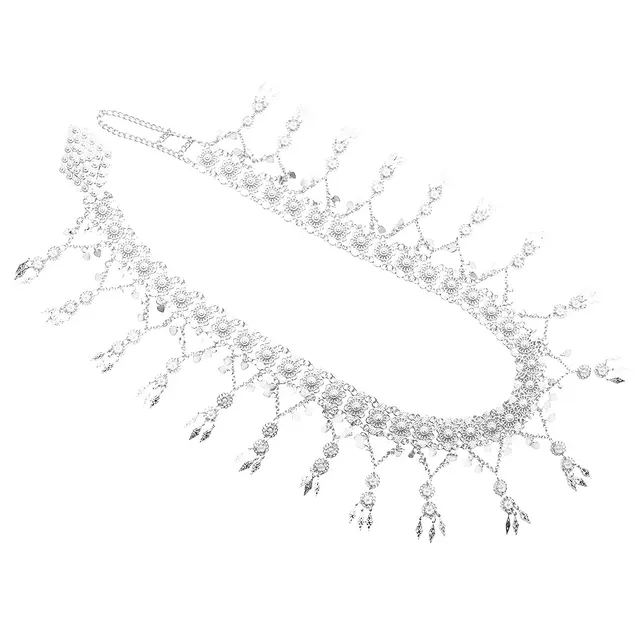 Shiny Flower Pendant on Waist Chain Silver - Shop at LoveMi