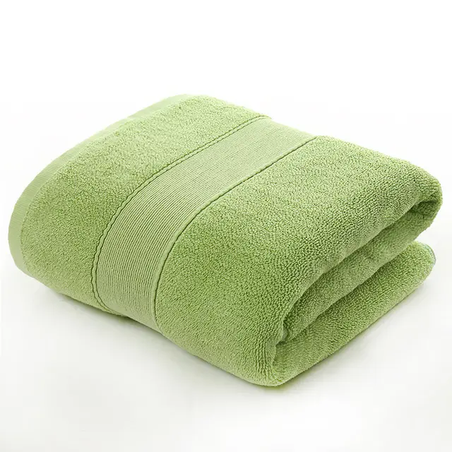 Cotton thickened plain colored bath towel - Green