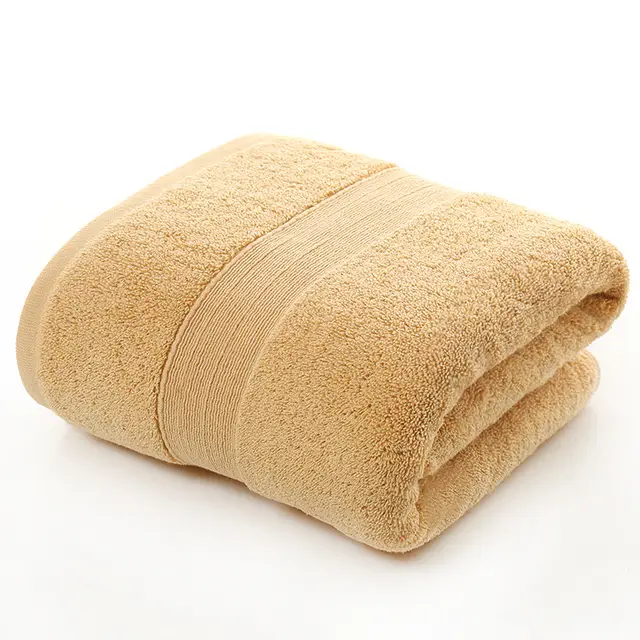 Cotton thickened plain colored bath towel - Khaki