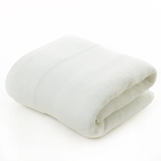 Cotton thickened plain colored bath towel - White