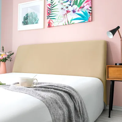 Bedside cover with curved leather bed back Camel - Shop at LoveMi
