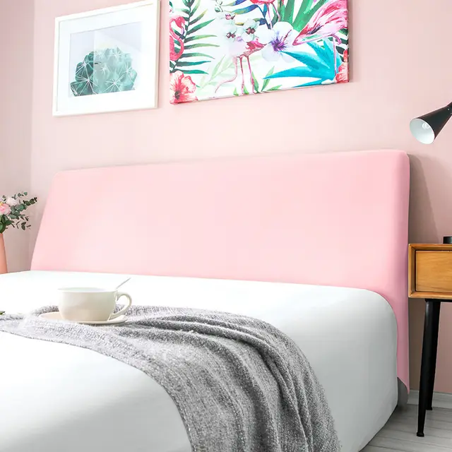 Bedside cover with curved leather bed back - Pink