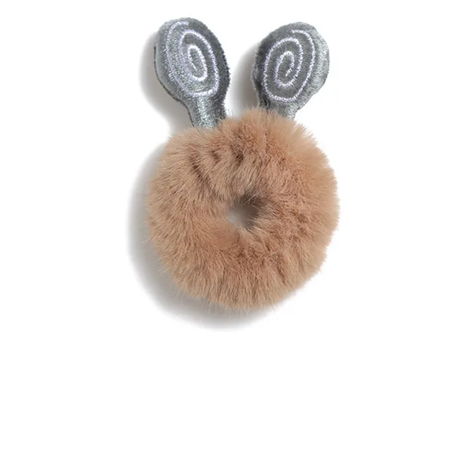 Tie up Antlers Plush Hair Ring Rabbit Ear Rubber Band Black Snail - Shop at LoveMi