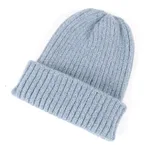 Pure color striped all-match knitted hat - Light Blue