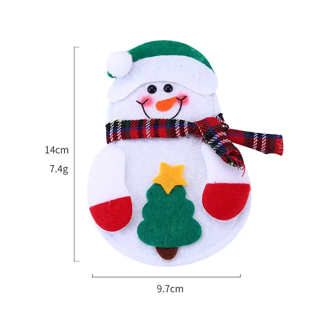 Christmas cartoon knife and fork storage bag - Snowman