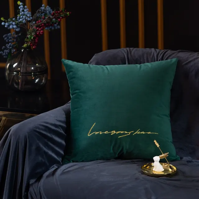 Simple package pillow light luxury by blue cover - Green