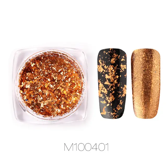 Gold and silver electroplated metal nail powder - Bronze