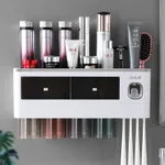 Toothbrush Rack Brushing Cup Mouthwash Wall-Mounted - Gray B