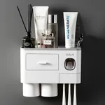 Toothbrush Rack Brushing Cup Mouthwash Wall-Mounted - Light Gray