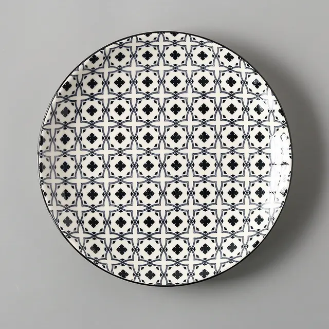 Creative Japanese ceramic plate large flat plate - Blue Network