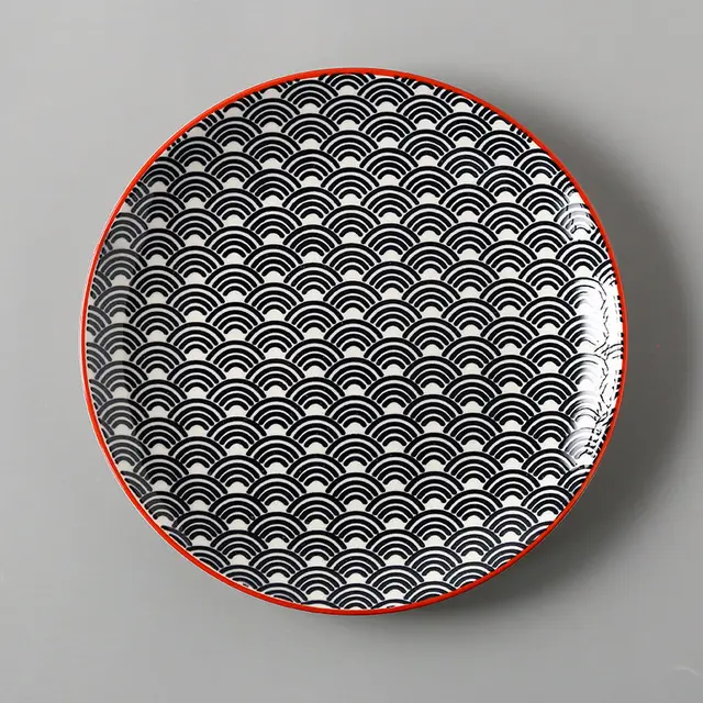 Creative Japanese ceramic plate large flat plate - Deep Glass Wave