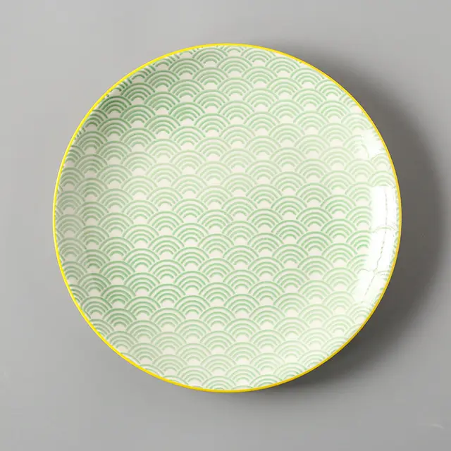 Creative Japanese ceramic plate large flat plate - Green Wave