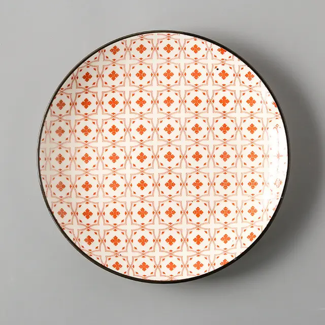 Creative Japanese ceramic plate large flat plate - Red Network