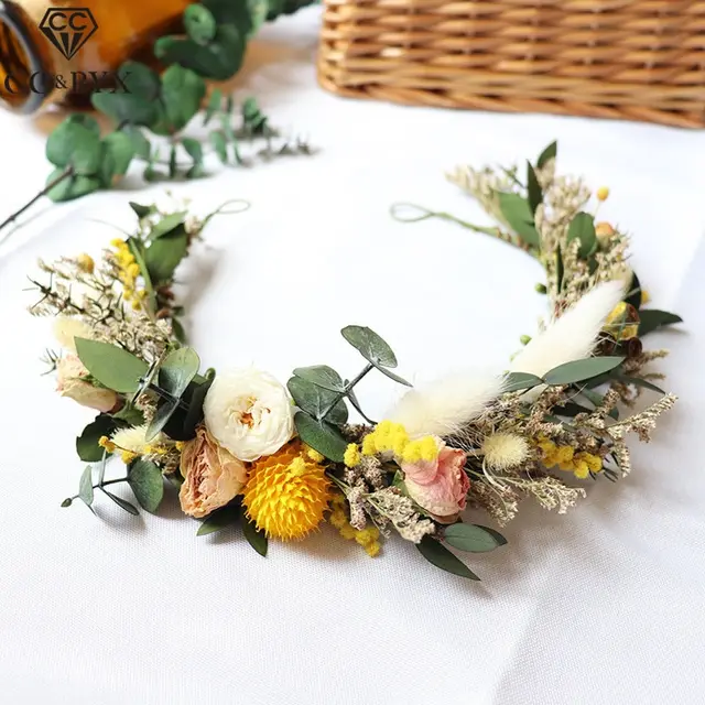 Dry flower wreath bridal headdress - Shop at LoveMi