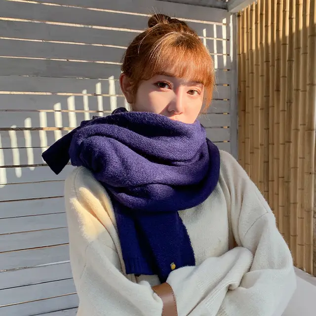 Thick warm scarf shawl - Navy Blue