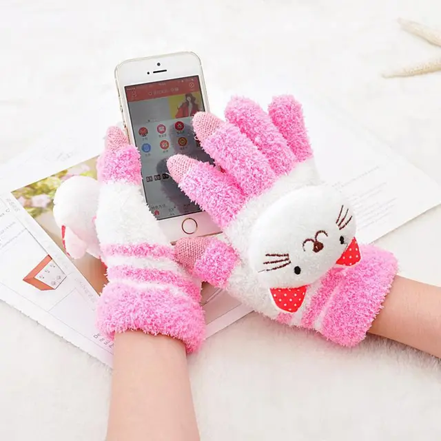 Student cotton touch screen gloves - Pink