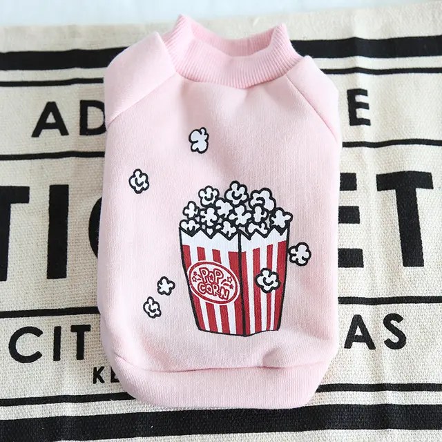 Popcorn chips Pet Dog Cat Clothes Winter Warm Dog Hoodies Jacket Coats Clothes For Dogs Cat Pet Clothing Small Large - Popcorn Pink
