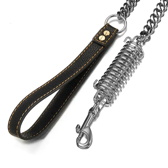 Dog spring traction rope stainless steel - Silver