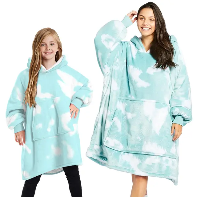Wear a blanket hoodie on both sides - Blue