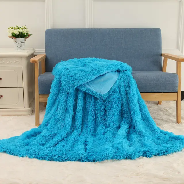 Plush Blanket Double-layer Blanket Multifunctional - Sky Blue