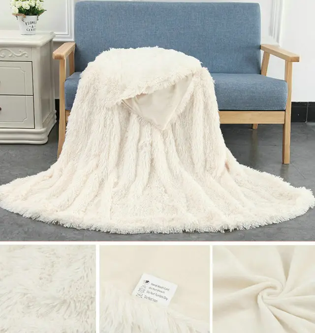 Plush Blanket Double-layer Blanket Multifunctional - White
