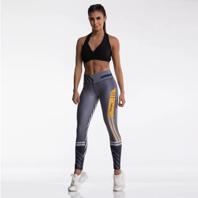 Women's Leggings Digital Print Pants Trousers Stretch Pants - Yellow