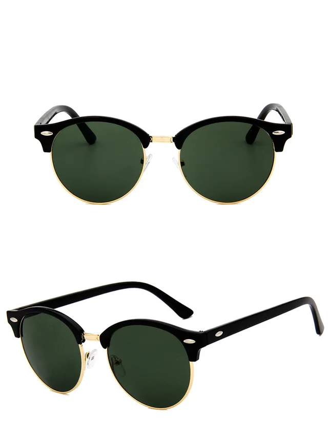 Mi Nail Retro Fashionable Eye Protection Sunglasses - Bright Black G15