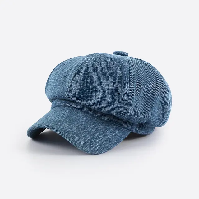 Japanese Octagonal Art Cowgirl Retro Wild British Beret - Dark Blue