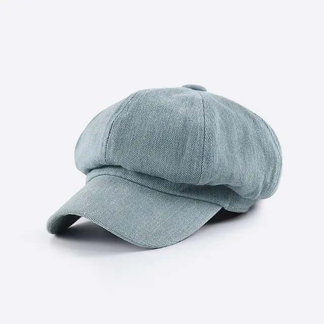 Japanese Octagonal Art Cowgirl Retro Wild British Beret Light Blue - Shop at LoveMi