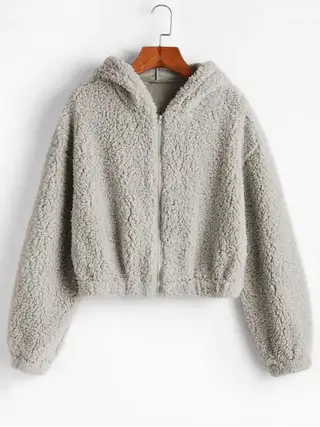 Short plush sweater - Grey