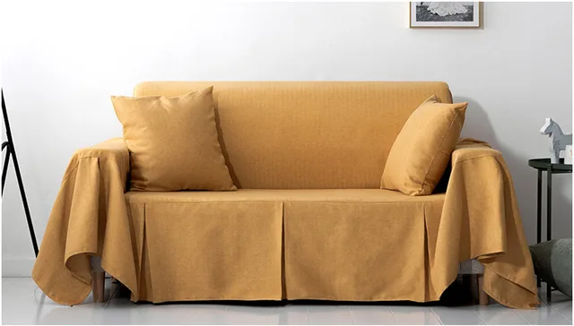 Simple solid color full cover thick sofa towel - Warm Yellow