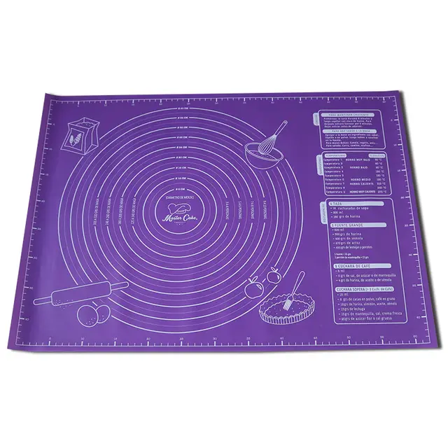 Silicone kneading pad with scale for baking - Purple