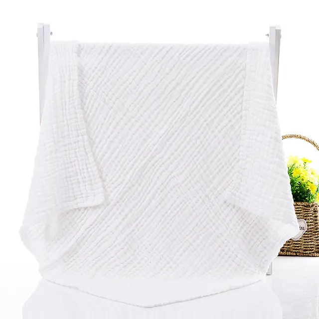 Plain gauze bath towel - White