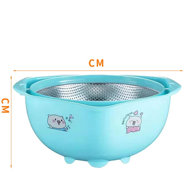 Double stainless steel drain basket - Blue