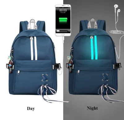 Korean fashion luminous casual girl backpack Blue - Shop at LoveMi