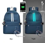 Korean fashion luminous casual girl backpack - Blue
