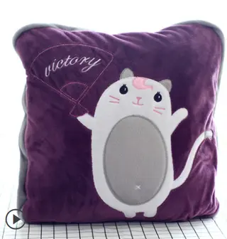 blanket cushion pillow - Purple Cat