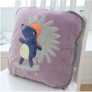 blanket cushion pillow - Purple Hedgehog