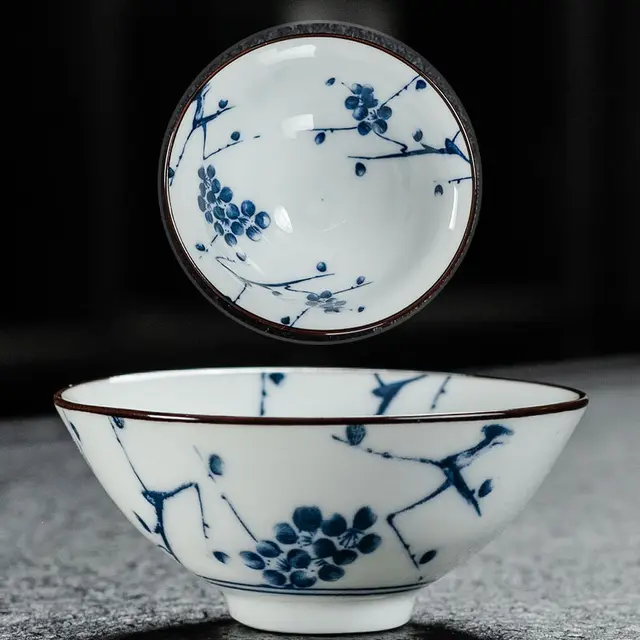 Blue and White Porcelain Tea Cup Ceramic Hat Cup